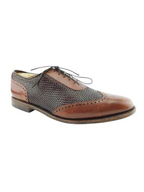 ALLEN EDMONDS Brown Woven Leather Wingtip Lace-up Oxfords Shoes 11.5